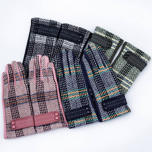 PLAID FLEECE WARM BREATHABLE GLOVES_CWAG0071