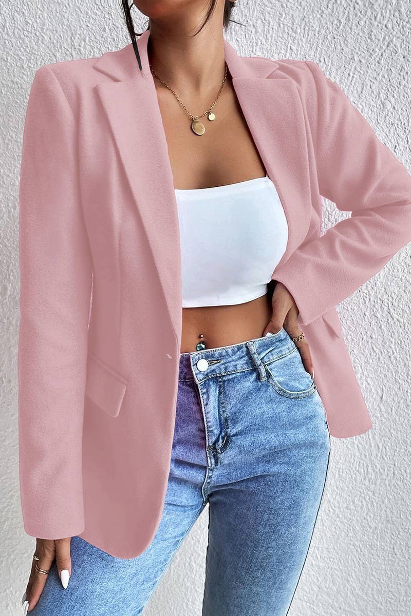 CWOCO00232_SOLID COLOR LAPEL SLIM-FIT TWEED SUIT JACKET