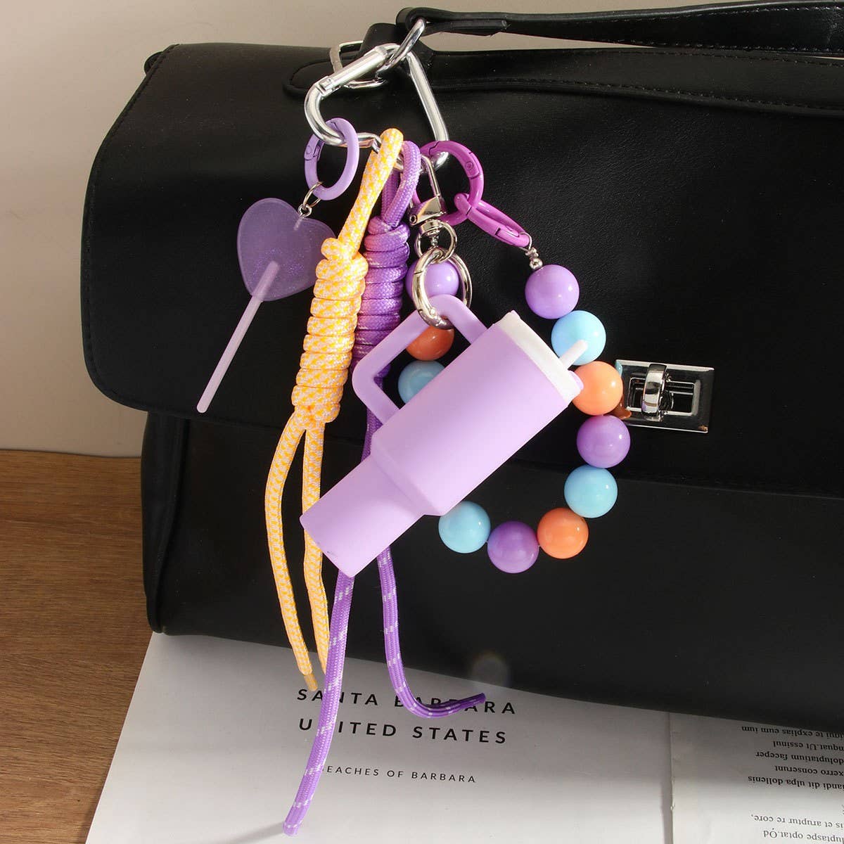 Cup Charm Keychain ? Dual Strap & Beaded Design