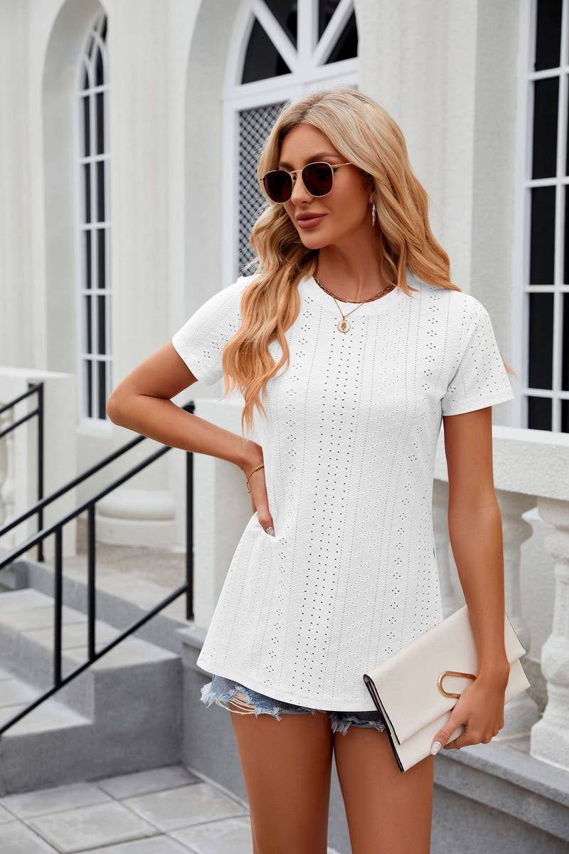 CWTTS0828_Round Neck Short Sleeve Knit Top