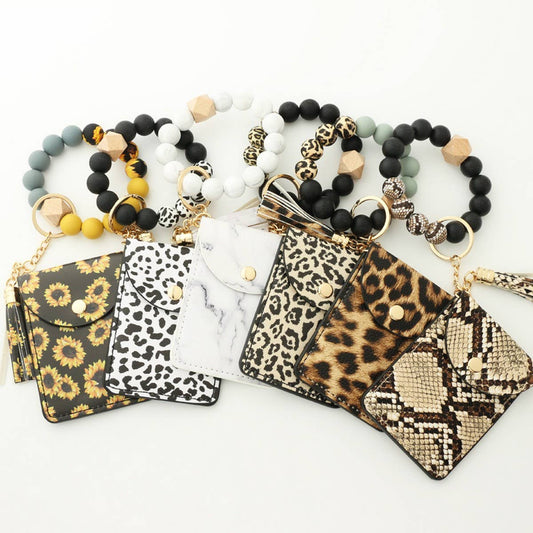 Sunflower Bead Wallet with Snakeskin Keychain_CWAB4998