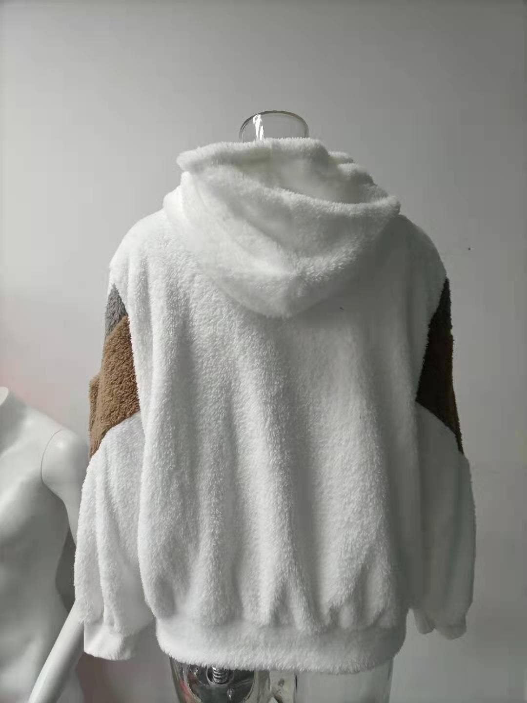 FLEECE ZIP-UP CARDIGAN WITH STRIPED POCKET COAT