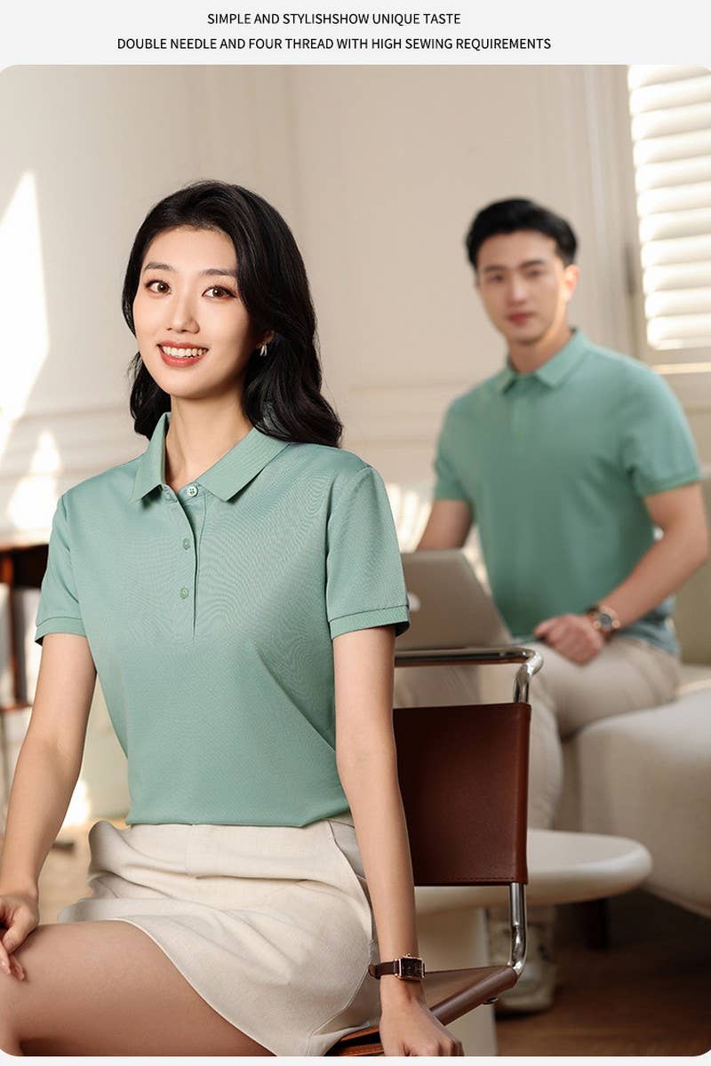 CWTBLS02431_SOLID COLOR MULBERRY SILK LAPEL POLO SHIRT