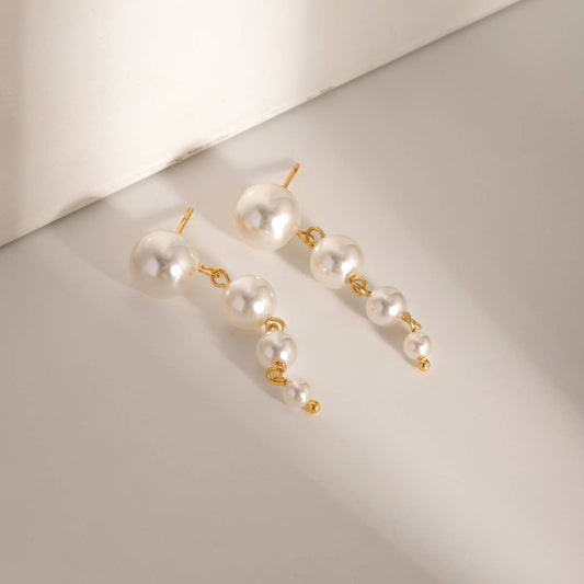 ELEGANT SHELL PEARL TASSEL EARRINGS