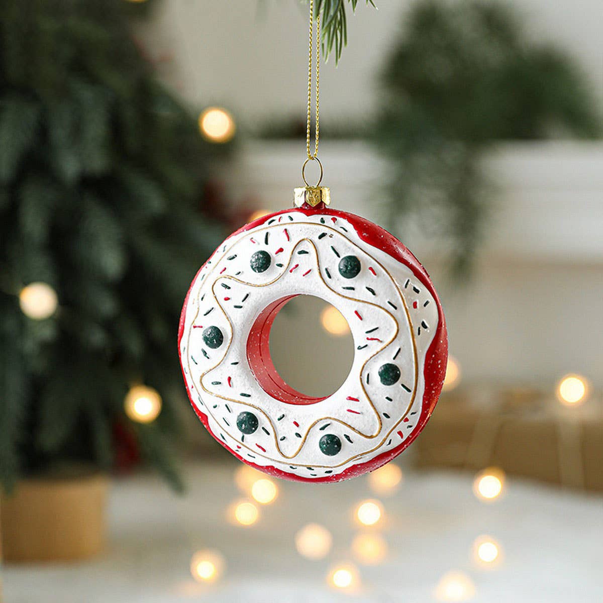 Painted Plastic Christmas Tree & Car Hanging Deco_CWMM9695