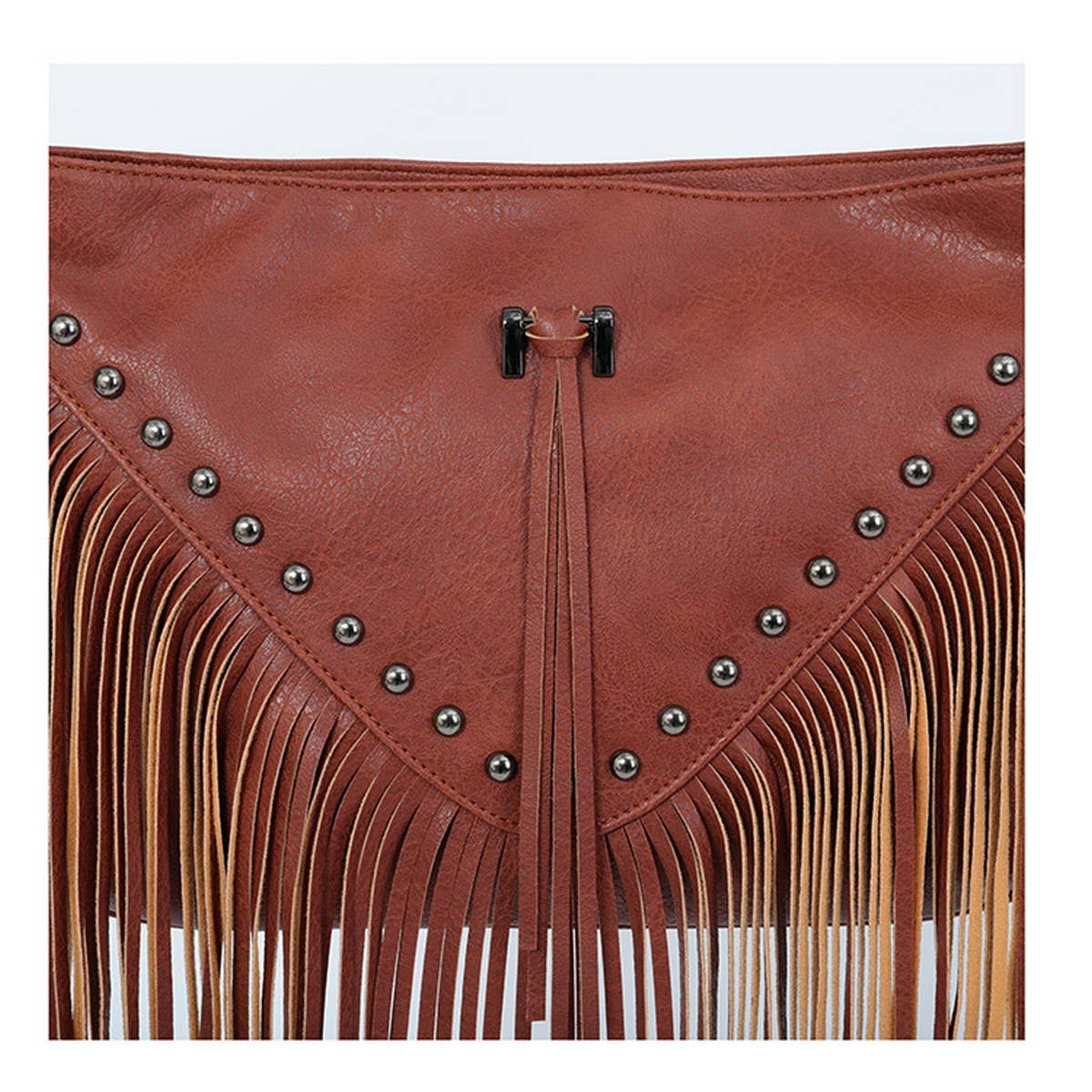 CWAB4537_PU LEATHER RIVET TASSEL SHOULDER CROSSBODY BAG