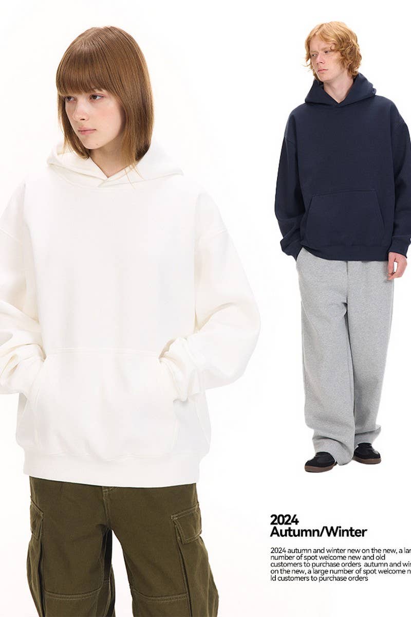 CWOHOL0765_SOLID COLOR THICKENED HOODED SWEATSHIRT