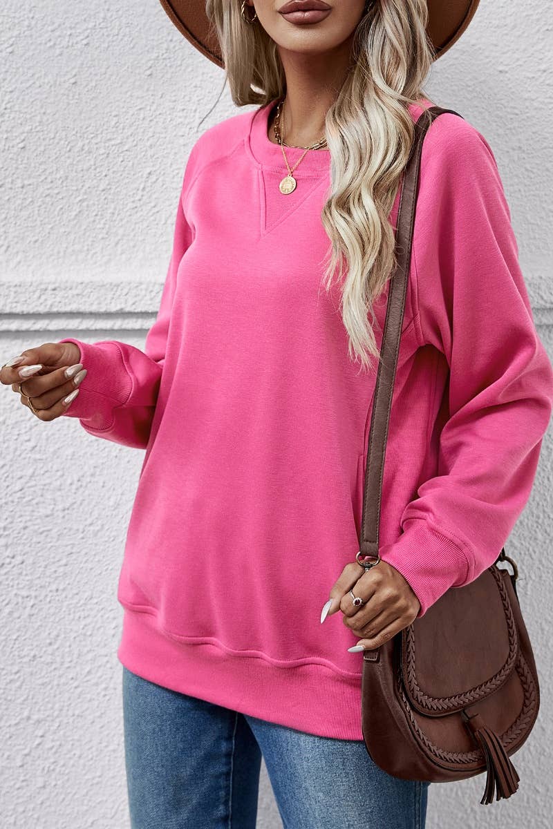 CWTBLL2617_FALL CREW NECK POCKET LONG SLEEVE TOP