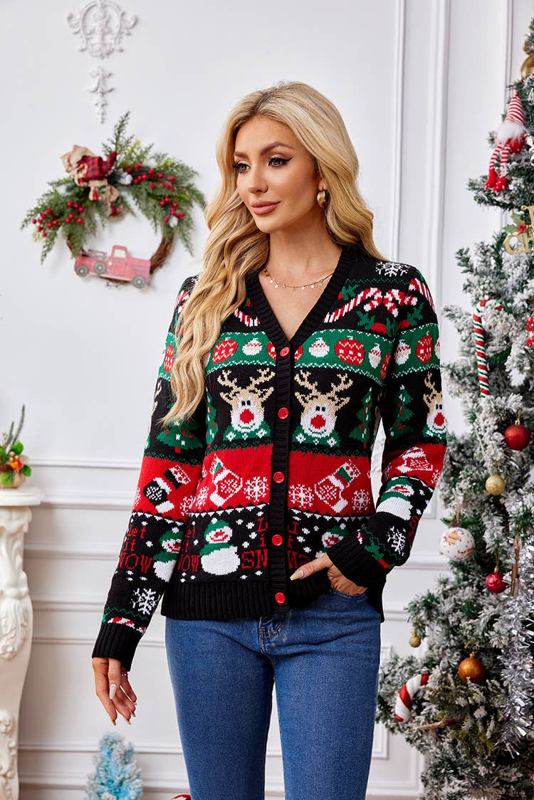 Casual long-sleeved Christmas cardigan
