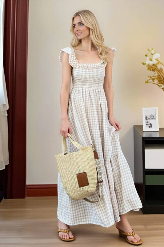 CWDMD01058_SUMMER ELEGANT SUSPENDER ELASTIC SWING DRESS