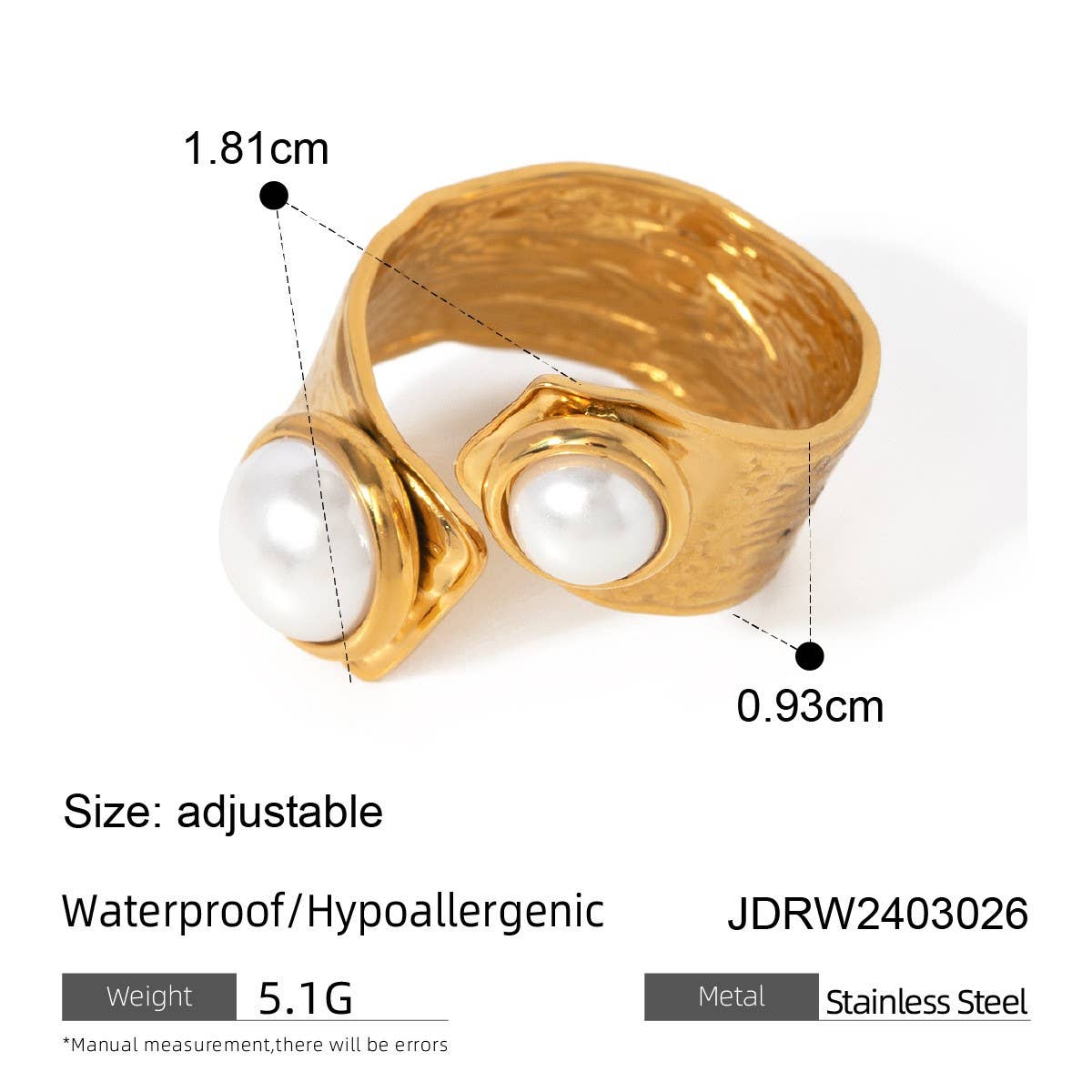 PERSONALIZED ALL-MATCH IRREGULAR OPEN PEARL RING_CWAJE1795