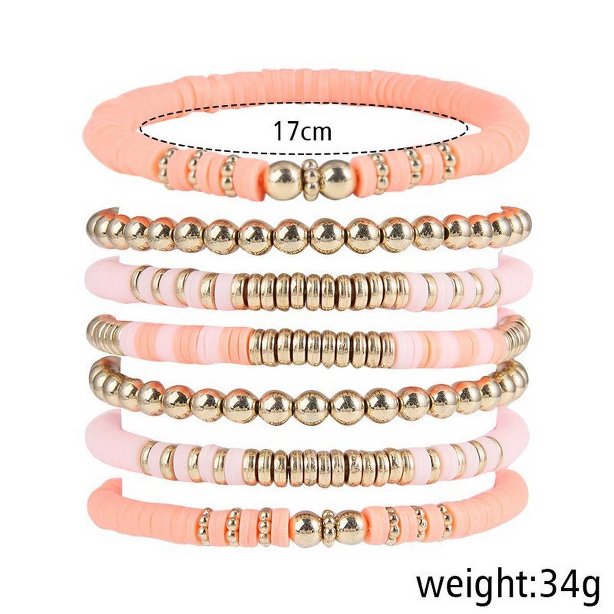 VINTAGE CLAY ROUND BEAD BRACELET SET JEWELRY