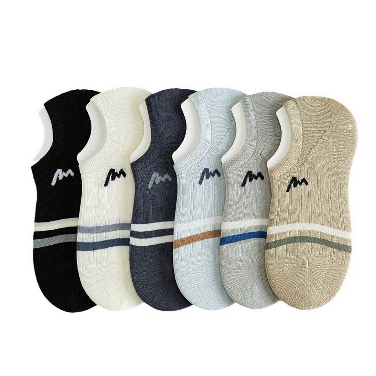CWMS2458_SUMMER LETTER STRIPE INVISIBLE CREW SOCKS