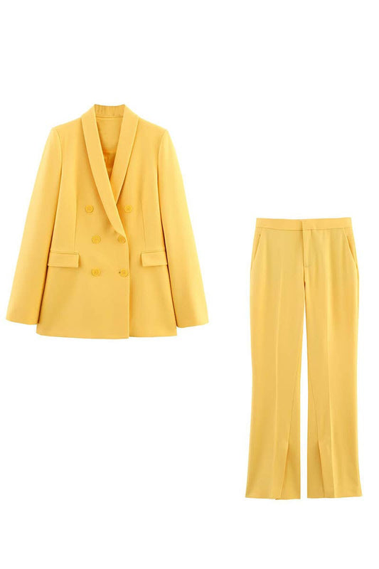 CWSBSL0164_SPRING TUXEDO COLLAR SUIT JACKET + PANTS SET