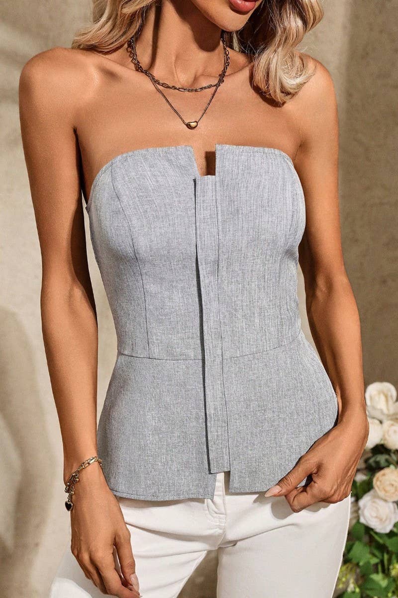 CWTTSL0447_SUMMER SEXY HOT GIRL SLIM ZIPPER TUBE TOP