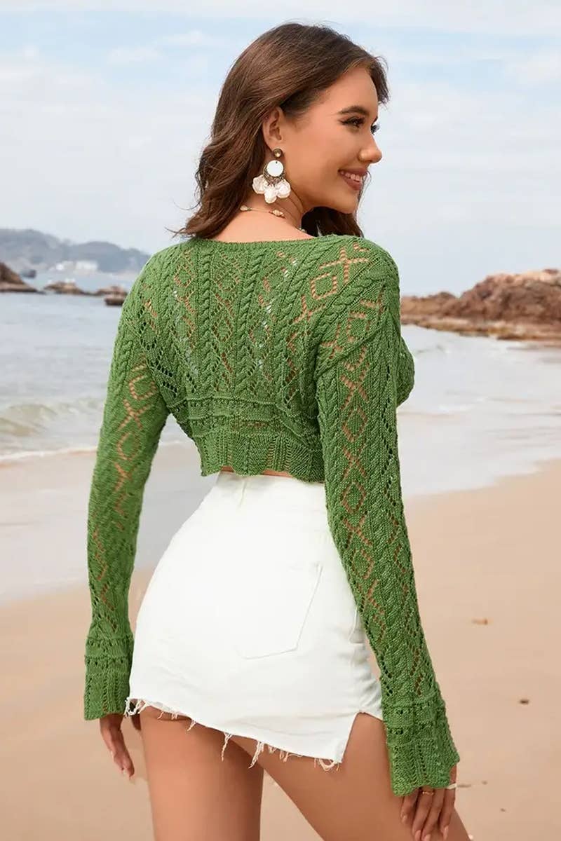 CWTTL1995_SPRING AND SUMMER V-NECK FASHION CARDIGAN