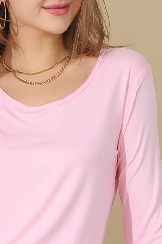 CWTTL1476_Casual Round neck Loose Fit Long Sleeve Tops