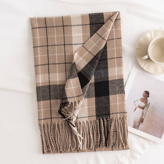 Plaid Scarf - Soft Faux Cashmere Winter Neck Wrap_CWASC0444