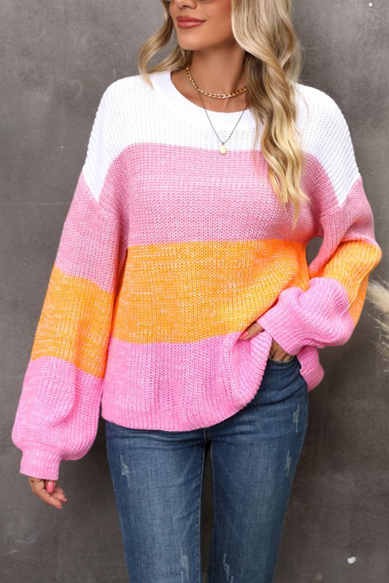 CWOSWL1681_Crew Neck Long Sleeve Pullover Sweater