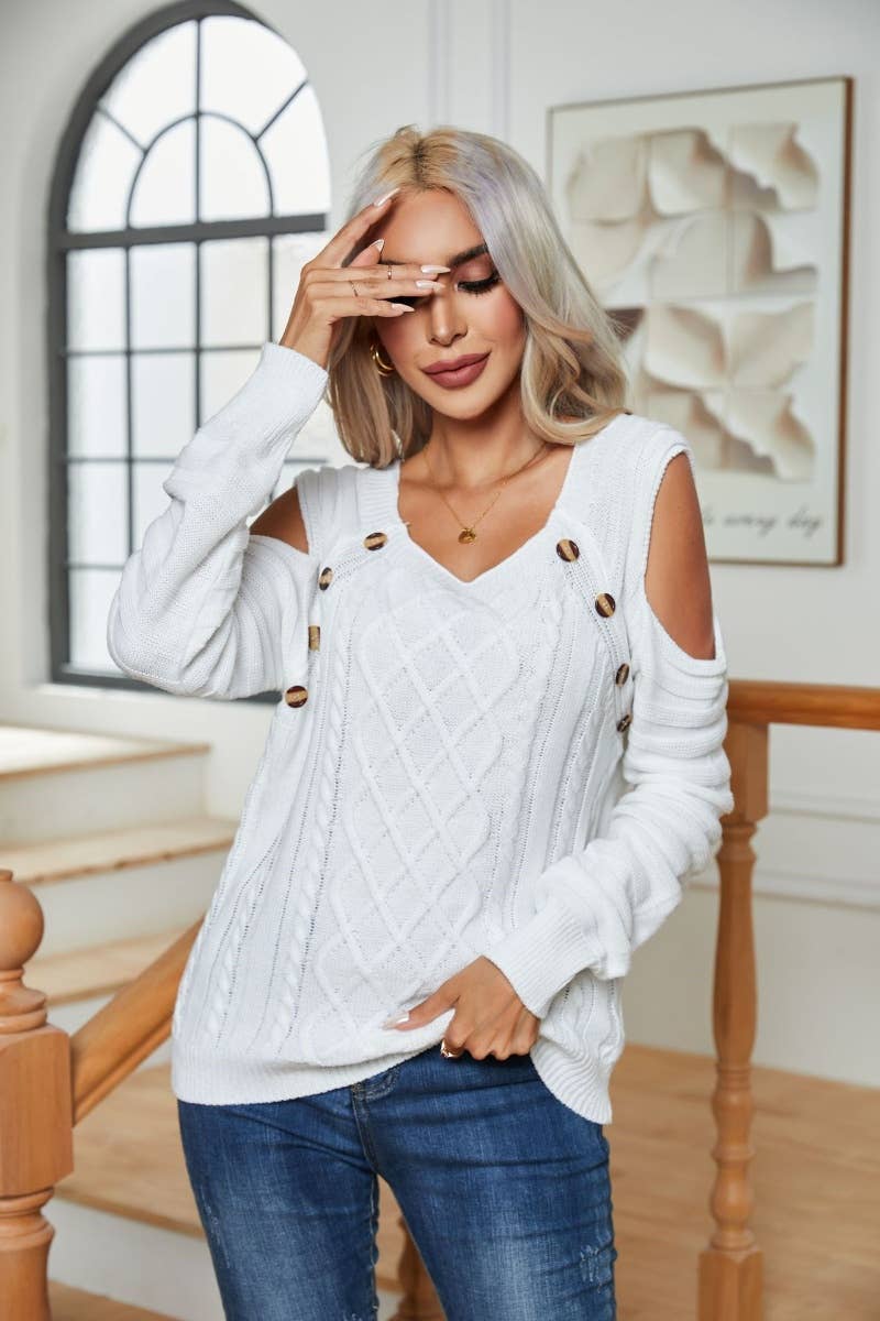 CWOSWL6368_WINTER BUTTON-DOWN LONG-SLEEVED SWEATER