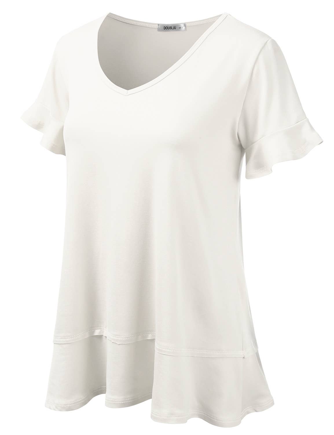 CWTTS681-P_Casual Tshirt V Neck Short Sleeve Loose blouse