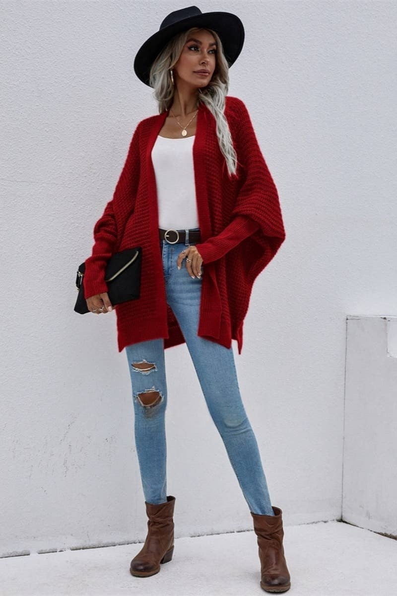 CWOCAL372 Oversized Open Front Casual Cardigan Sweater