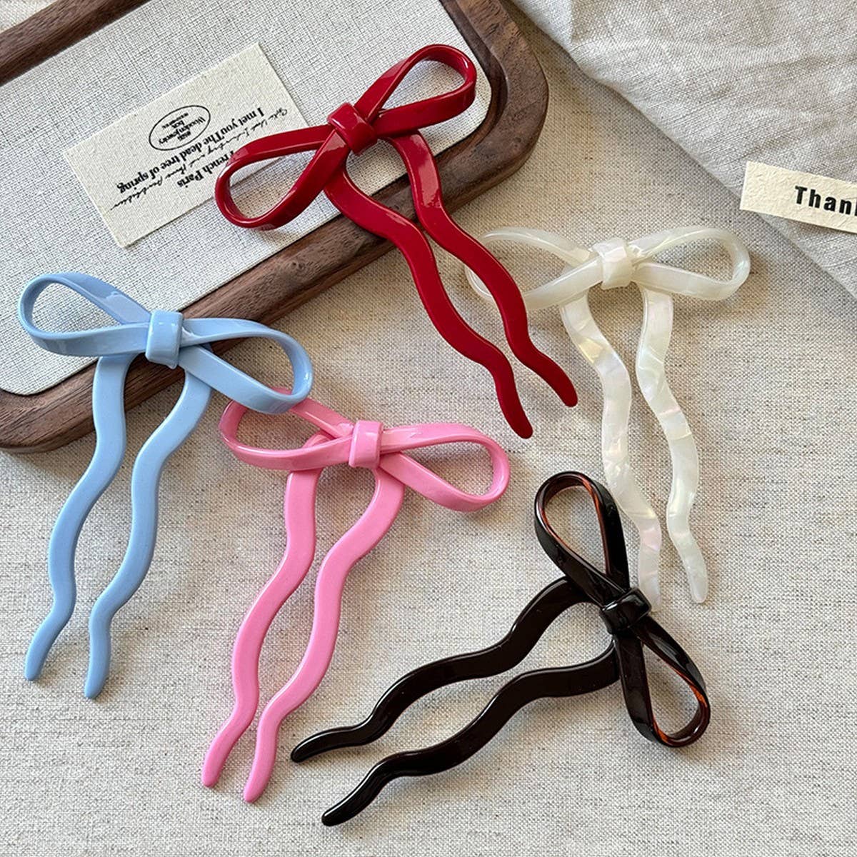 Elegant Bow U-Shaped Hair Stick - Sweet Bun Pin