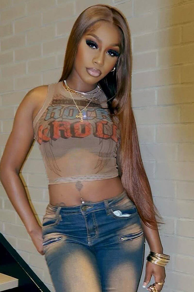 CWTBLSL01041_SLEEVELESS PRINTED SLIM FIT CROP TANK TOP