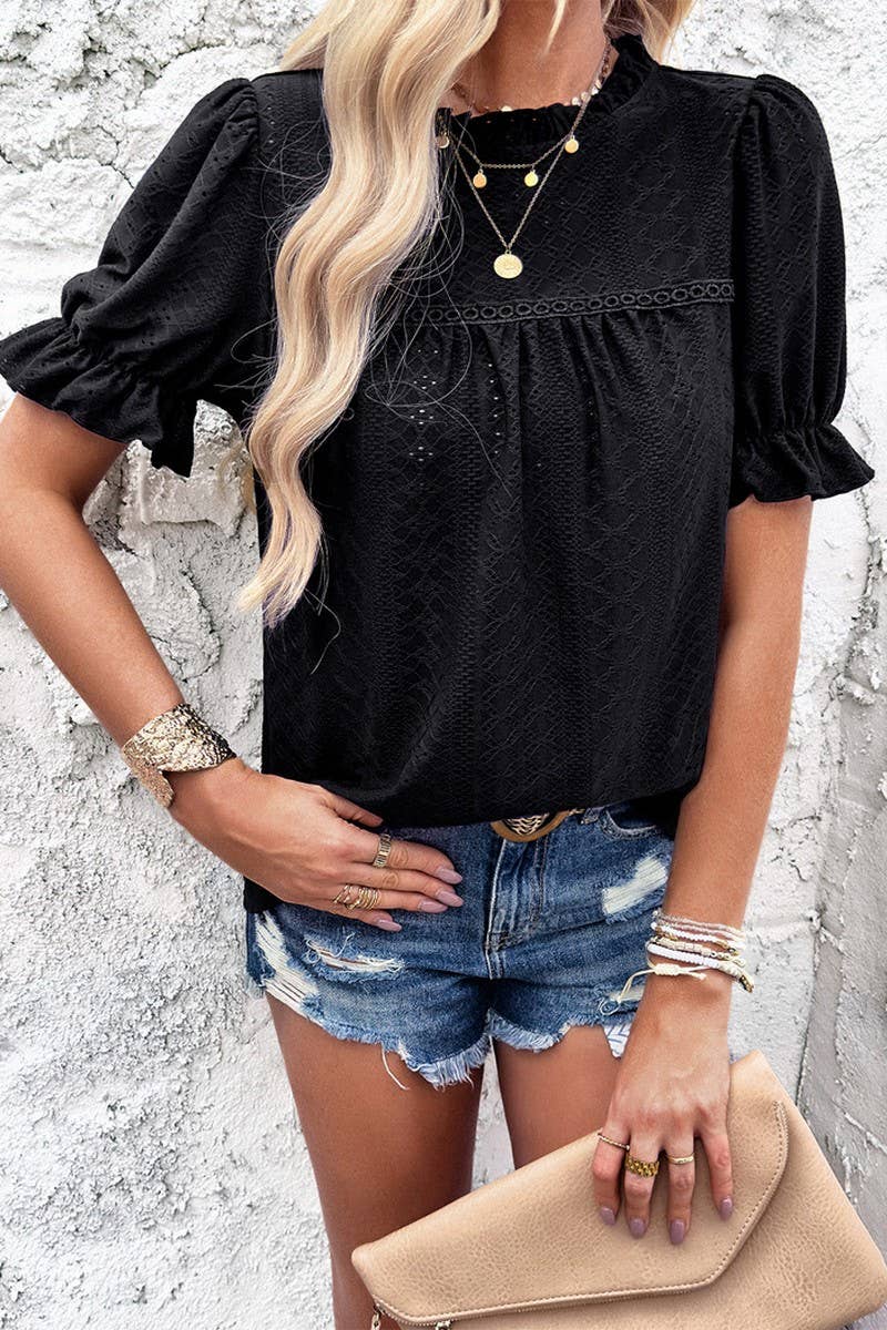 CWTBLS0389_Round Neck Short Sleeve Top