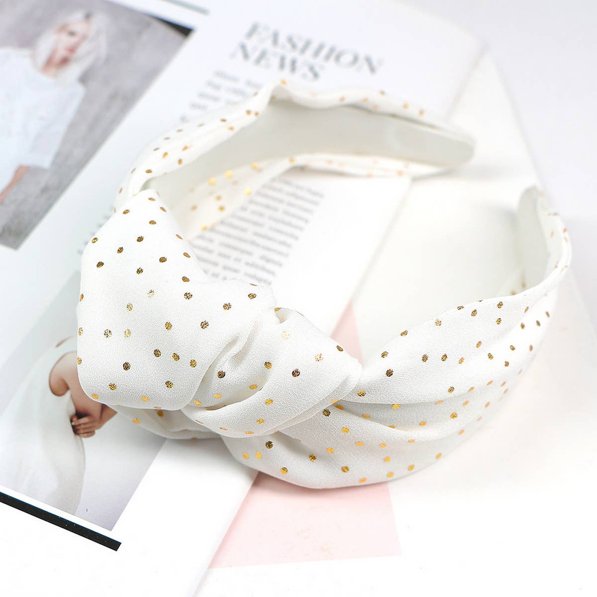 NEW POLKA DOT KNOTTED WIDE-BRIMMED HEADBAND_CWAHA0988