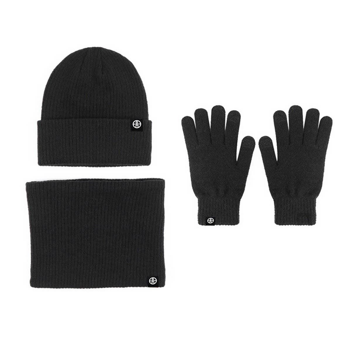 WINDPROOF WARM HAT SCARF GLOVES THREE-PIECE SET