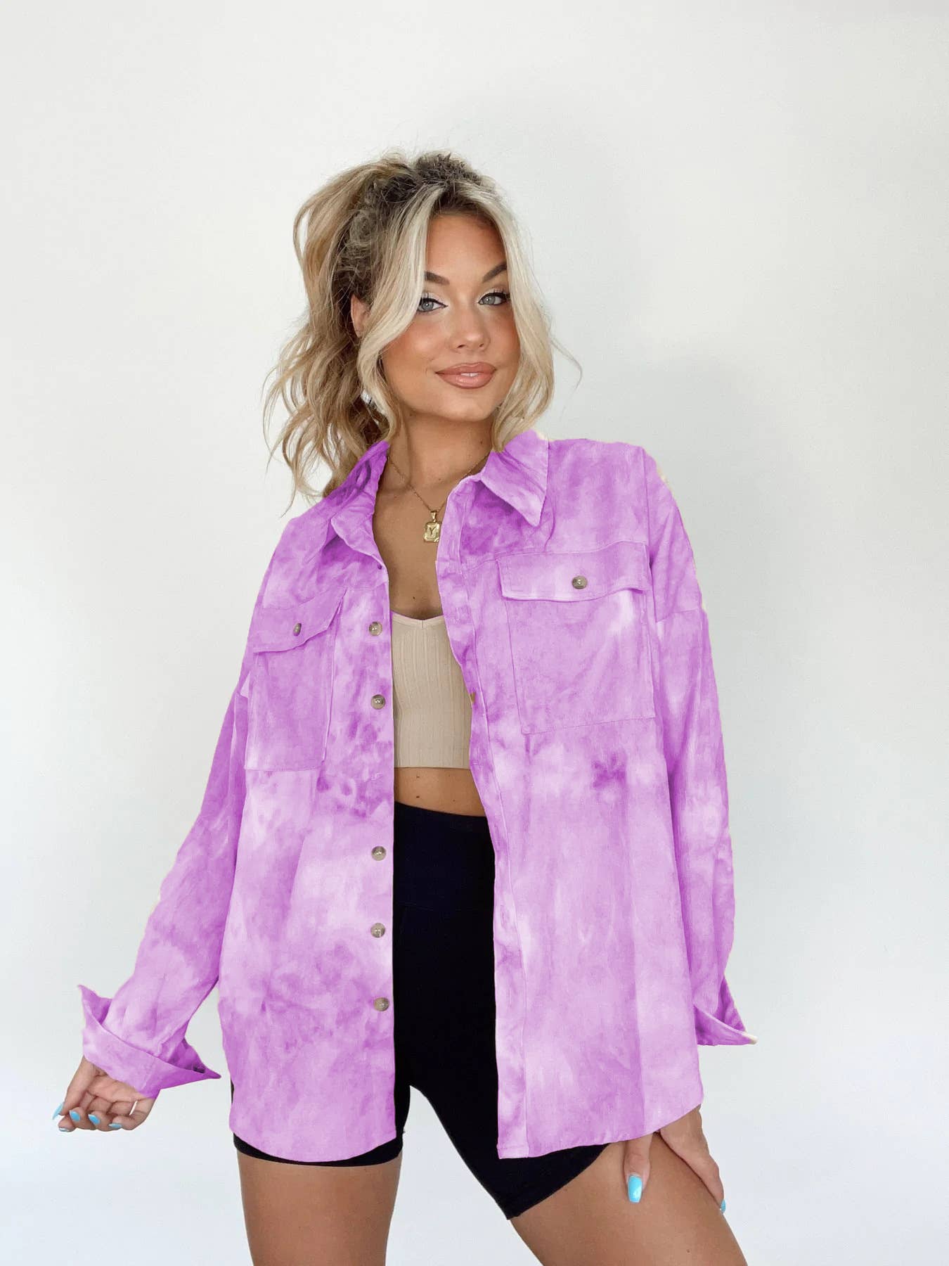 CASUAL LONG-SLEEVED TIE-DYE SHIRT JACKET
