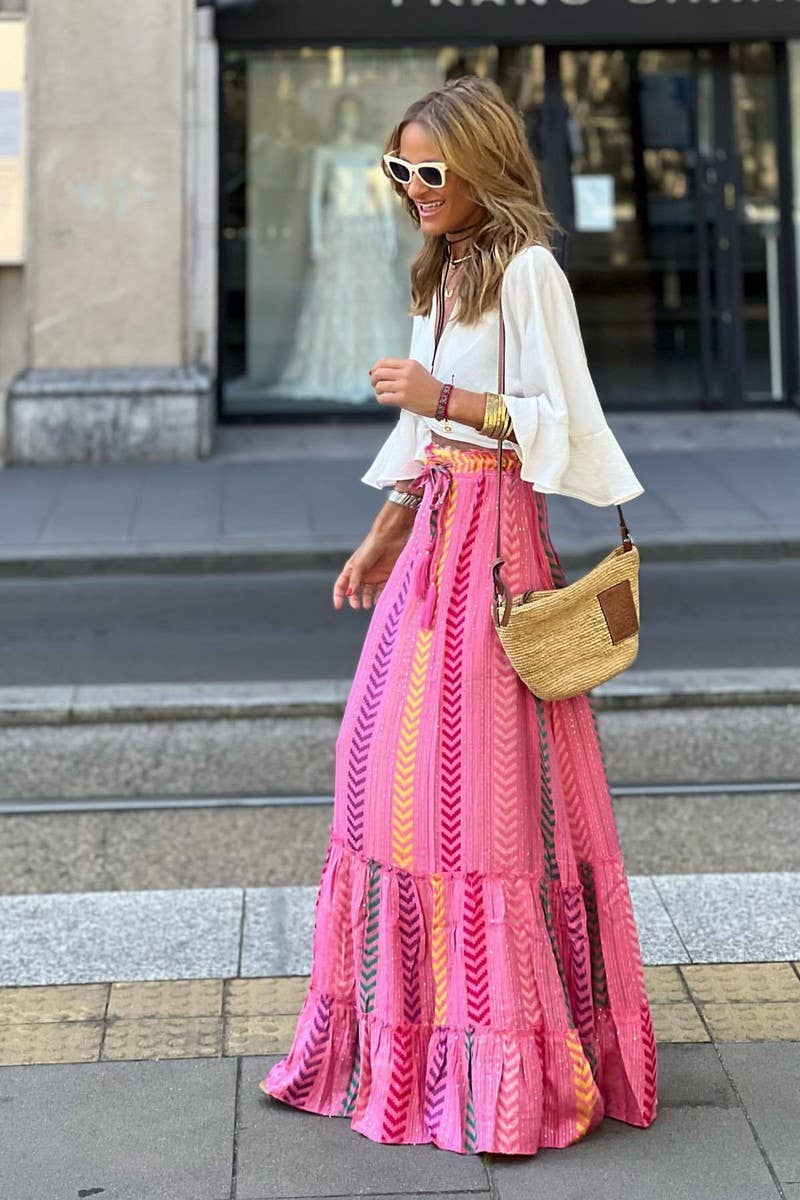 CWBLS0635_BOHEMIAN HOLIDAY PRINT SWING SKIRT