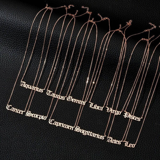 STAINLESS STEEL ZODIAC PENDANT CLAVICLE NECKLACE_CWMM2719