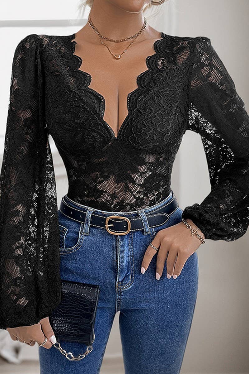 CWSBSL0126_LACE LONG SLEEVED V-NECK SEE THROUGH JUMPSUIT