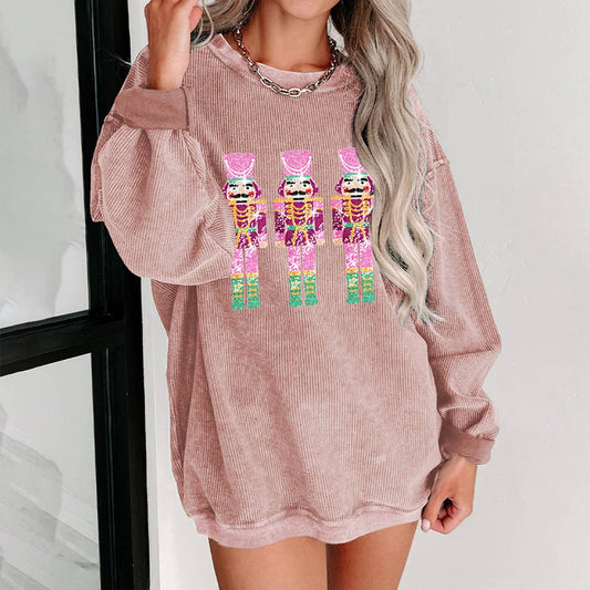 CREW NECK TREND SEQUIN PATCHWORK LOOSE HOODIE