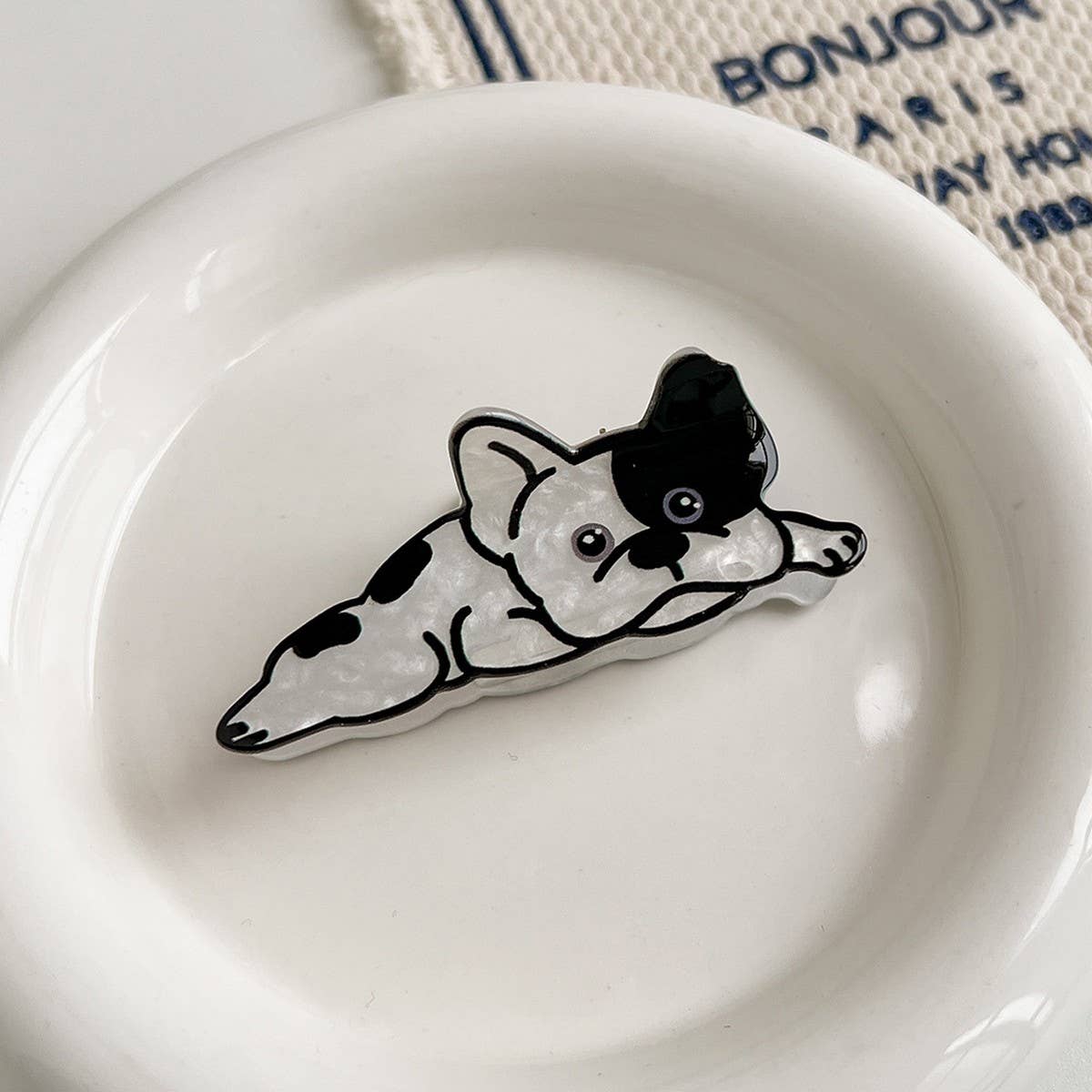 French Cartoon Dog Hair Claw, Cute Puppy Mini Clip
