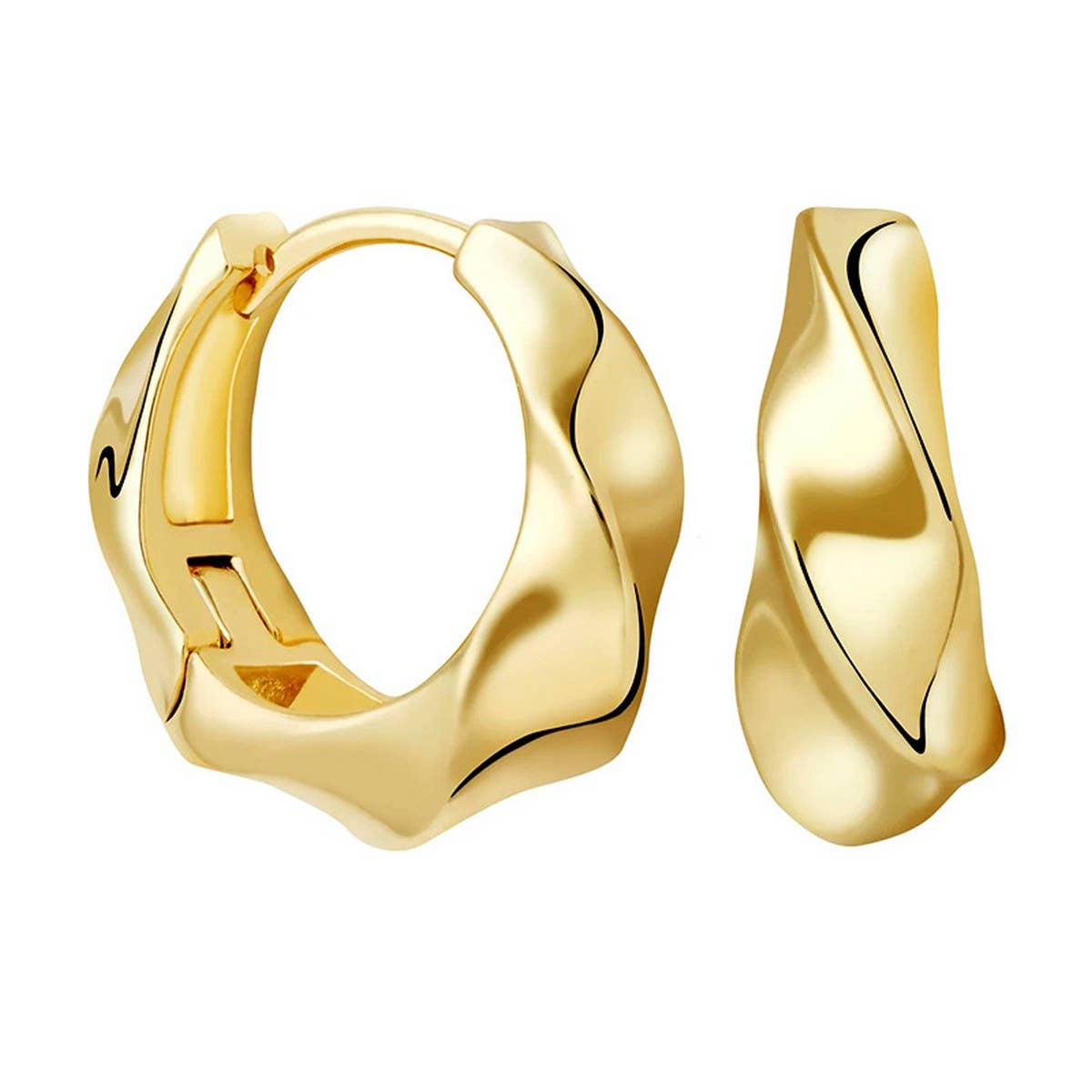 IRREGULAR CONVEX AND CONCAVE DESIGN ROUND EARRINGS