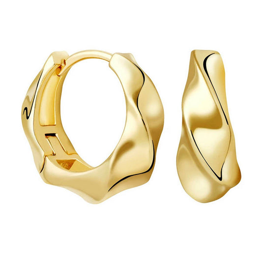 IRREGULAR CONVEX AND CONCAVE DESIGN ROUND EARRINGS
