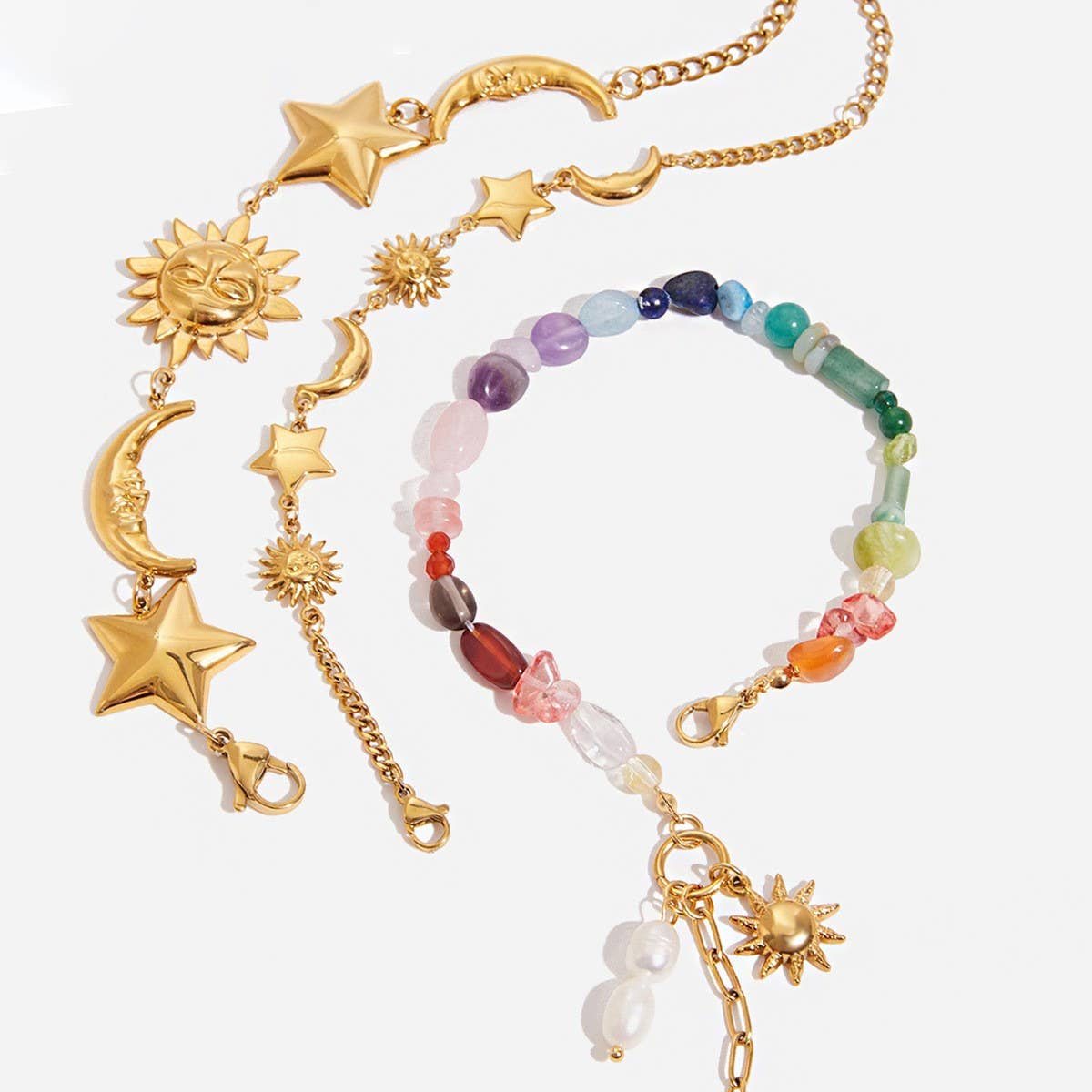 Vintage Pearl Turquoise Star Bracelet, 18K Gold
