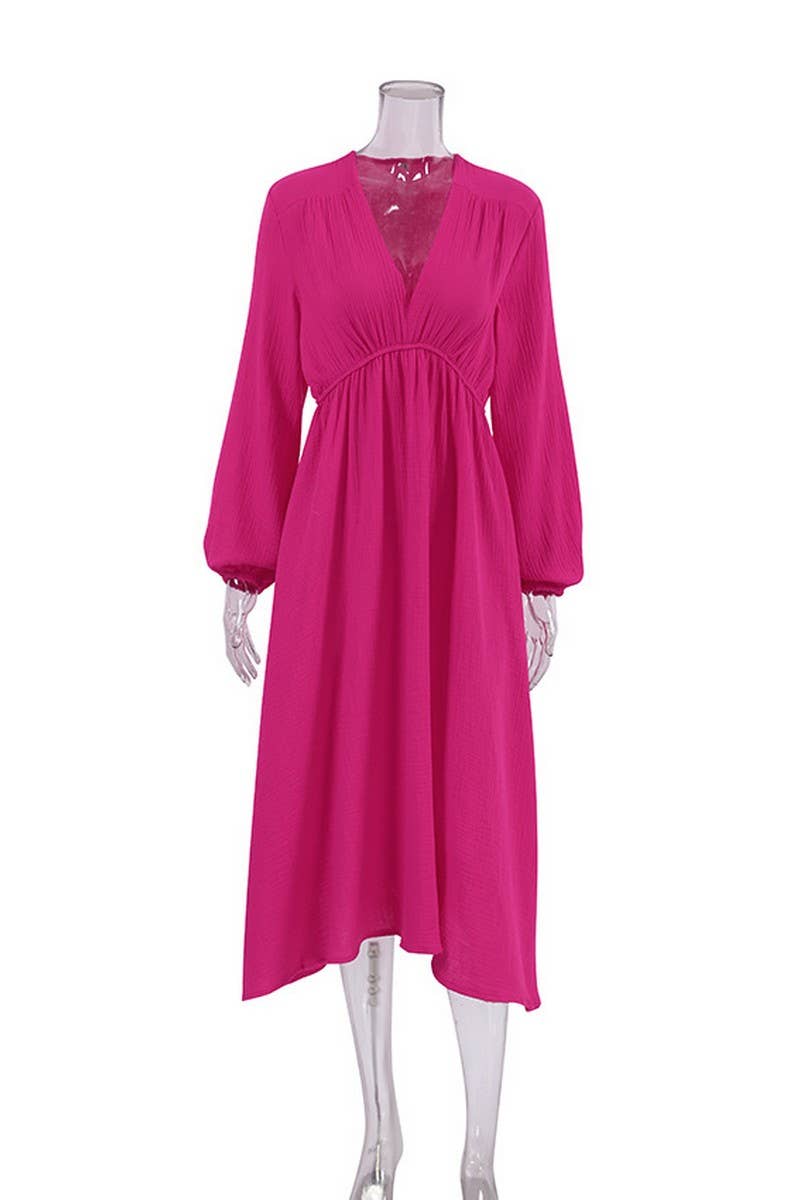 CWDTD0421_V LOOSE COTTON BLACK LONG-SLEEVED NIGHTDRESS