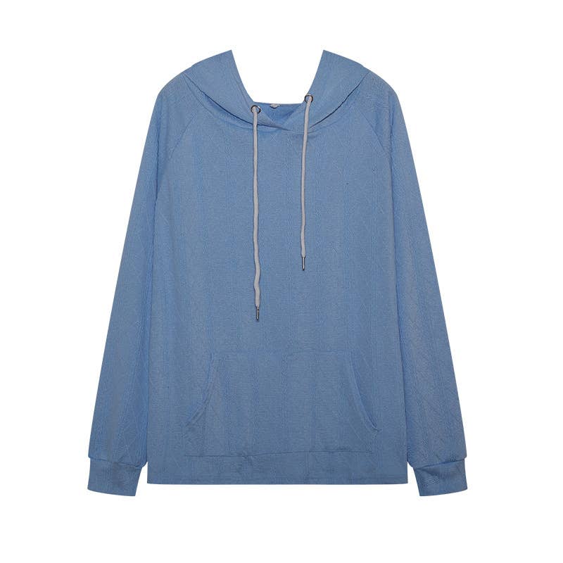 CASUAL JACQUARD LOOSE SOLID COLOR HOODIE