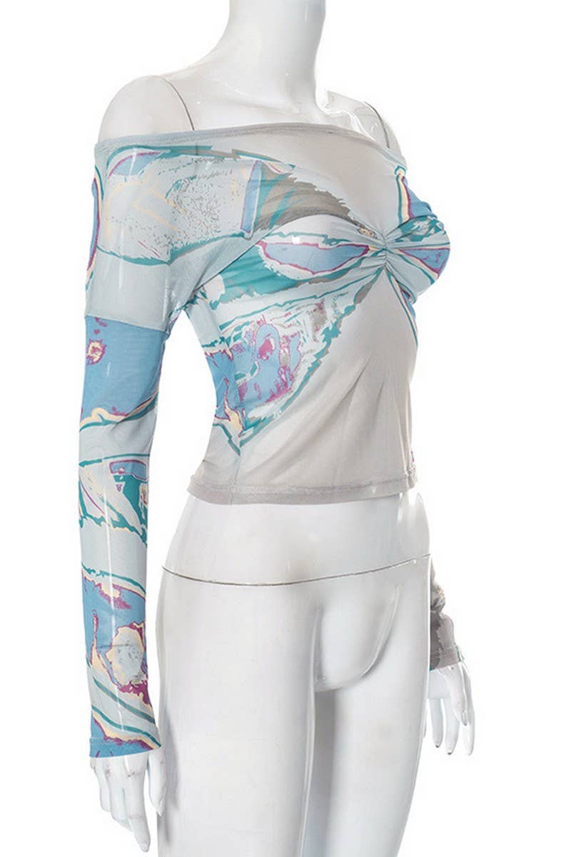 Casual pullover printed long-sleeved T-shirt