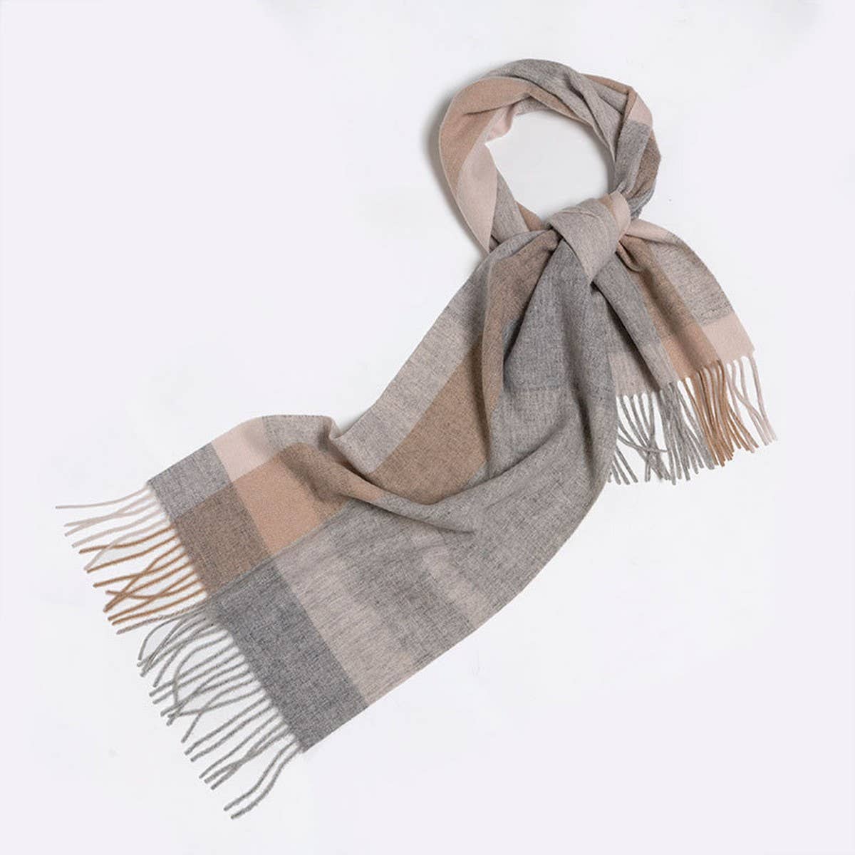 Blue Check Wool Scarf Winter Warmth Unisex Shawl_CWASC2308