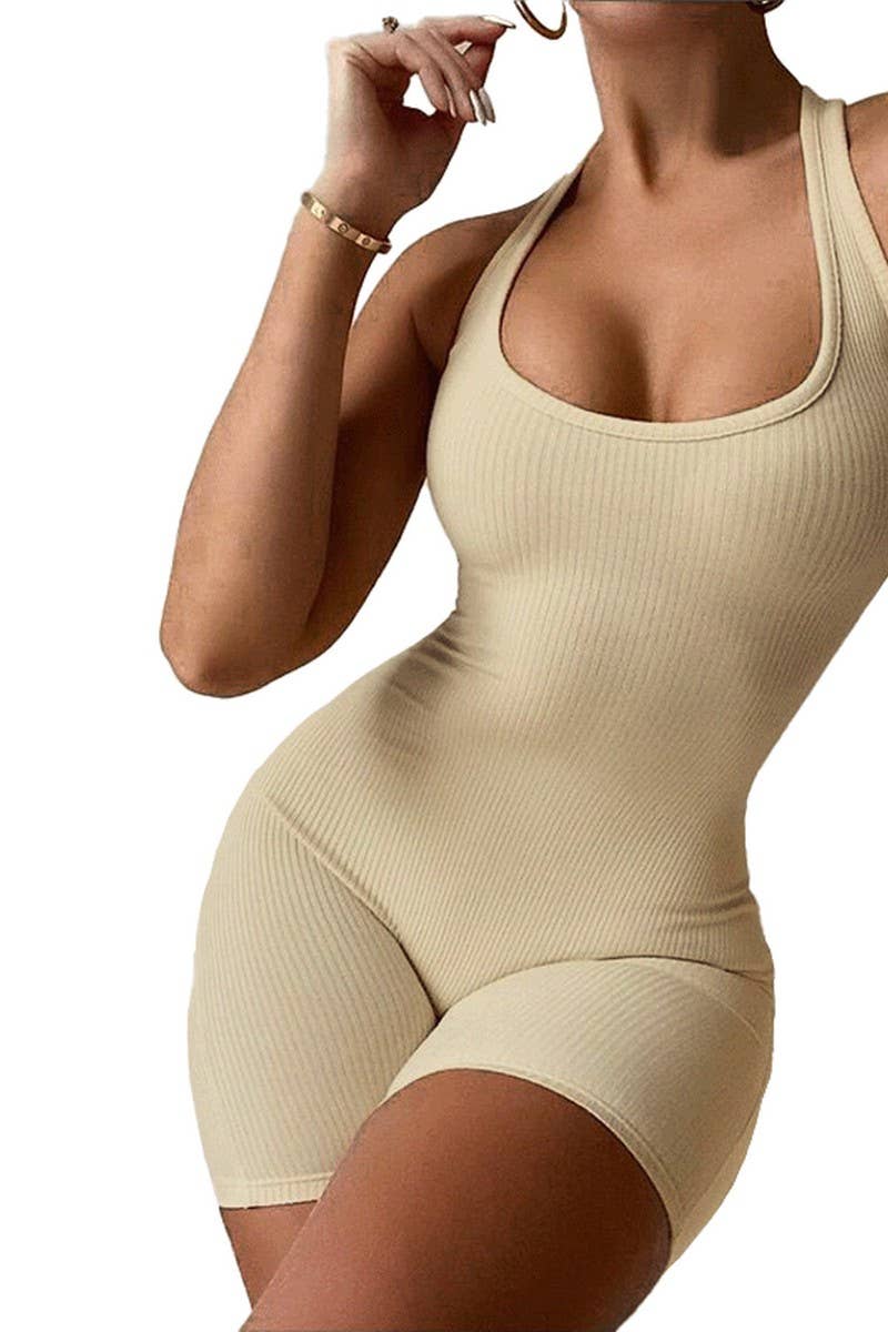 CWSJS1595_SEXY HALTER CUTOUT BACKLESS ROMPER JUMPSUIT