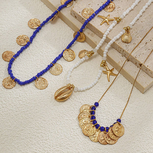 NEW FASHION ALLOY STARFISH CLAVICLE NECKLACE