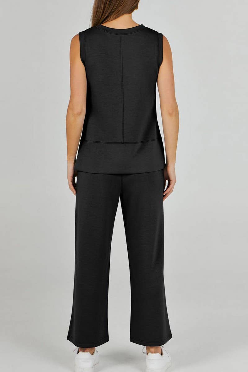 CWSTB1989_SLEEVELESS ROUND NECK STRAIGHT LEG PANTS SET