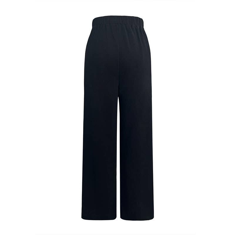 Elegant button-knitted stretch wide-leg pants