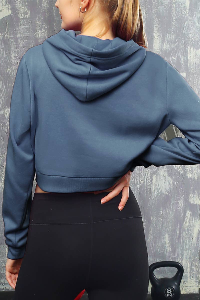 CWOHOL428_Lightweight Pullover Hoodie Cropped Sweatshirt