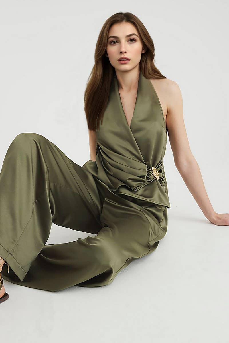 CWSTB2151_SLEEVELESS TOP & HIGH-WAIST WIDE-LEG PANTS SET